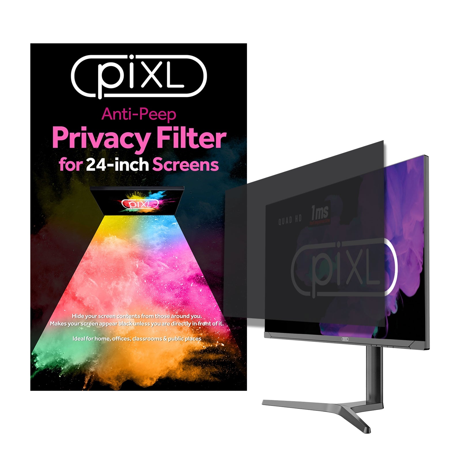 piXL 24-Inch Privacy Screen Filter - Anti-Glare, 60° Viewing Angle piXL 24-Inch Privacy Screen Filter - Anti-Glare, 60° Viewing Angle